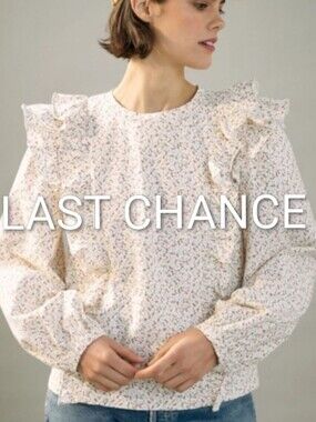 Anthropologie Allaire Floral Print Long Sleeve Ruffle Puff Sleeve Top XS